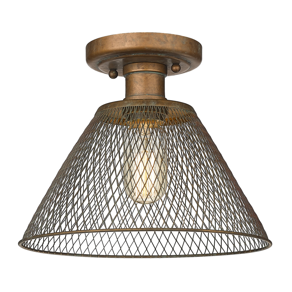 Yep by Golden Lighting Carver 1-light Semi-Flush Mount in Copper Patina